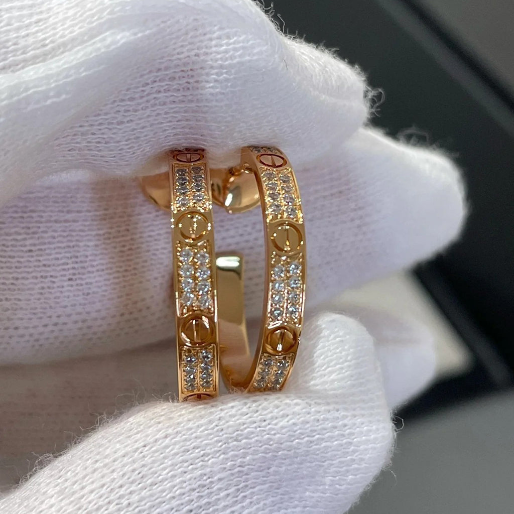 [Lumi Jewelery]LOVE EARRINGS 3.6MM DIAMOND PAVED