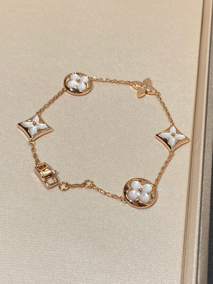 [Lumi Jewellery]STAR AND SUN 5 MOTIF MOP PINK GOLD BRACELET