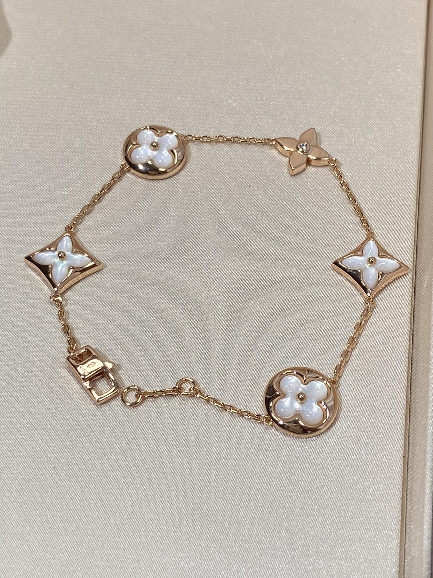 [Lumi Jewellery]STAR AND SUN 5 MOTIF MOP PINK GOLD BRACELET