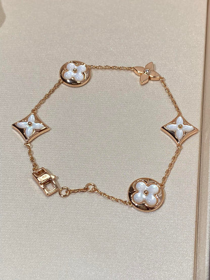 [Lumi Jewellery]STAR AND SUN 5 MOTIF MOP PINK GOLD BRACELET