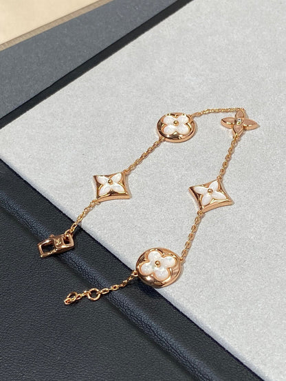 [Lumi Jewellery]STAR AND SUN 5 MOTIF MOP PINK GOLD BRACELET
