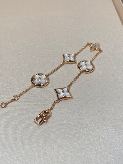 [Lumi Jewellery]STAR AND SUN 5 MOTIF MOP PINK GOLD BRACELET
