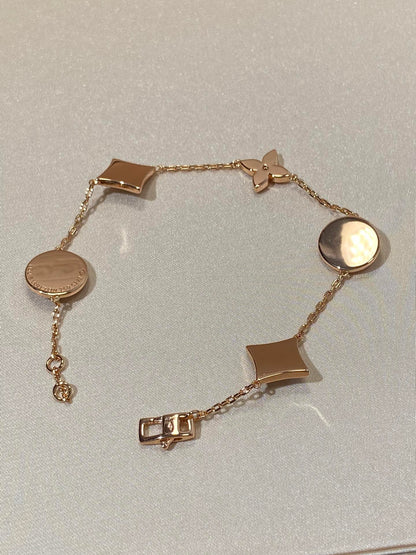 [Lumi Jewellery]STAR AND SUN 5 MOTIF MOP PINK GOLD BRACELET