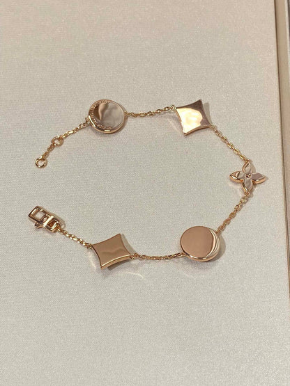 [Lumi Jewellery]STAR AND SUN 5 MOTIF MOP PINK GOLD BRACELET