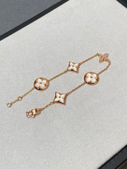 [Lumi Jewellery]STAR AND SUN 5 MOTIF MOP PINK GOLD BRACELET
