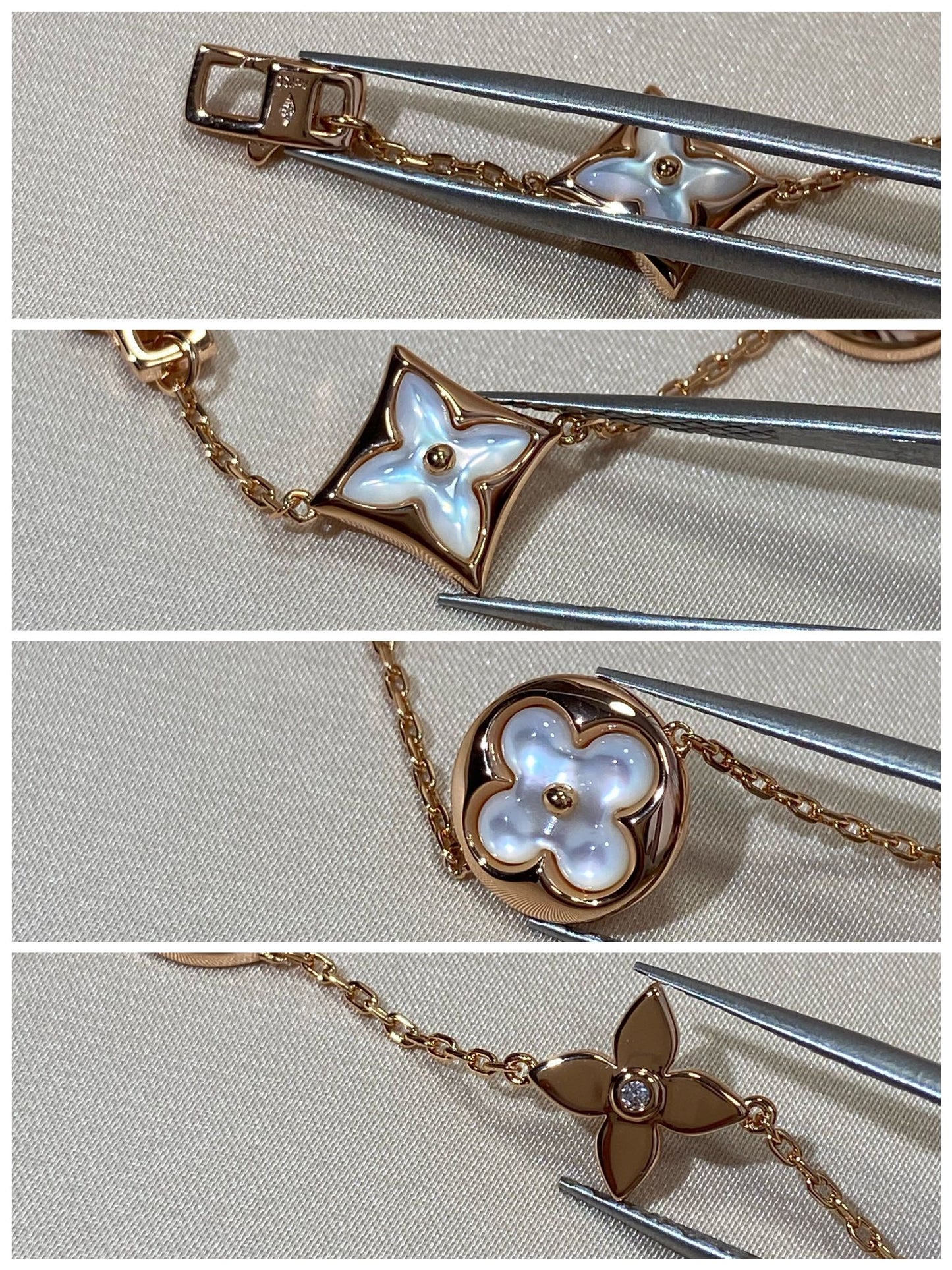 [Lumi Jewellery]STAR AND SUN 5 MOTIF MOP PINK GOLD BRACELET