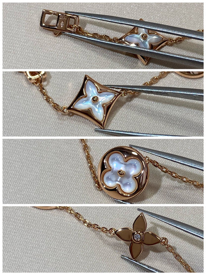 [Lumi Jewellery]STAR AND SUN 5 MOTIF MOP PINK GOLD BRACELET
