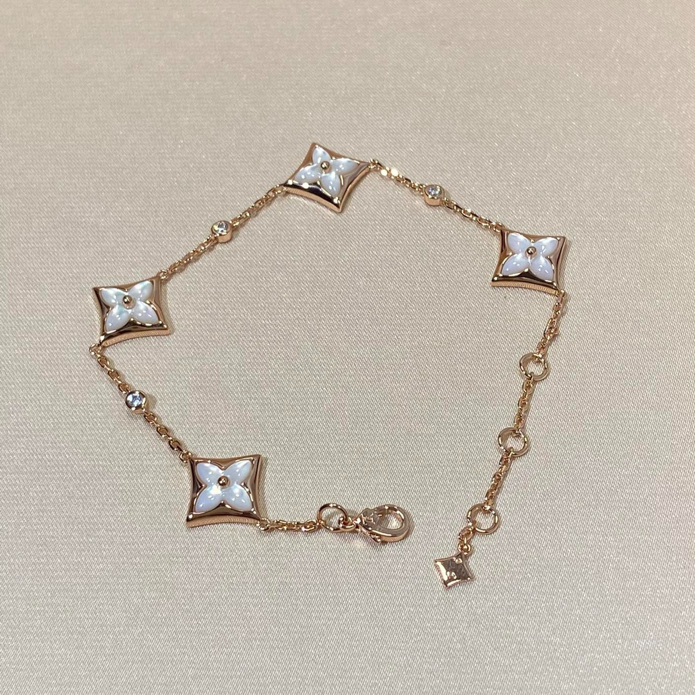 [Lumi Jewellery]STAR 4 MOTIF MOP DIAMOND PINK GOLD BRACELET