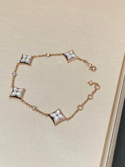 [Lumi Jewellery]STAR 4 MOTIF MOP DIAMOND PINK GOLD BRACELET