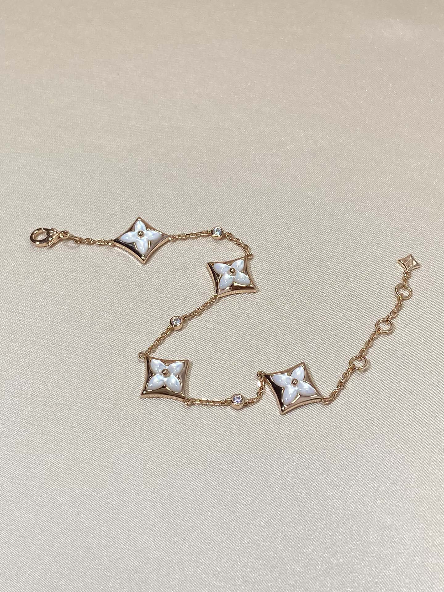 [Lumi Jewellery]STAR 4 MOTIF MOP DIAMOND PINK GOLD BRACELET