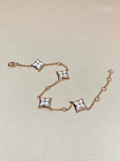 [Lumi Jewellery]STAR 4 MOTIF MOP DIAMOND PINK GOLD BRACELET