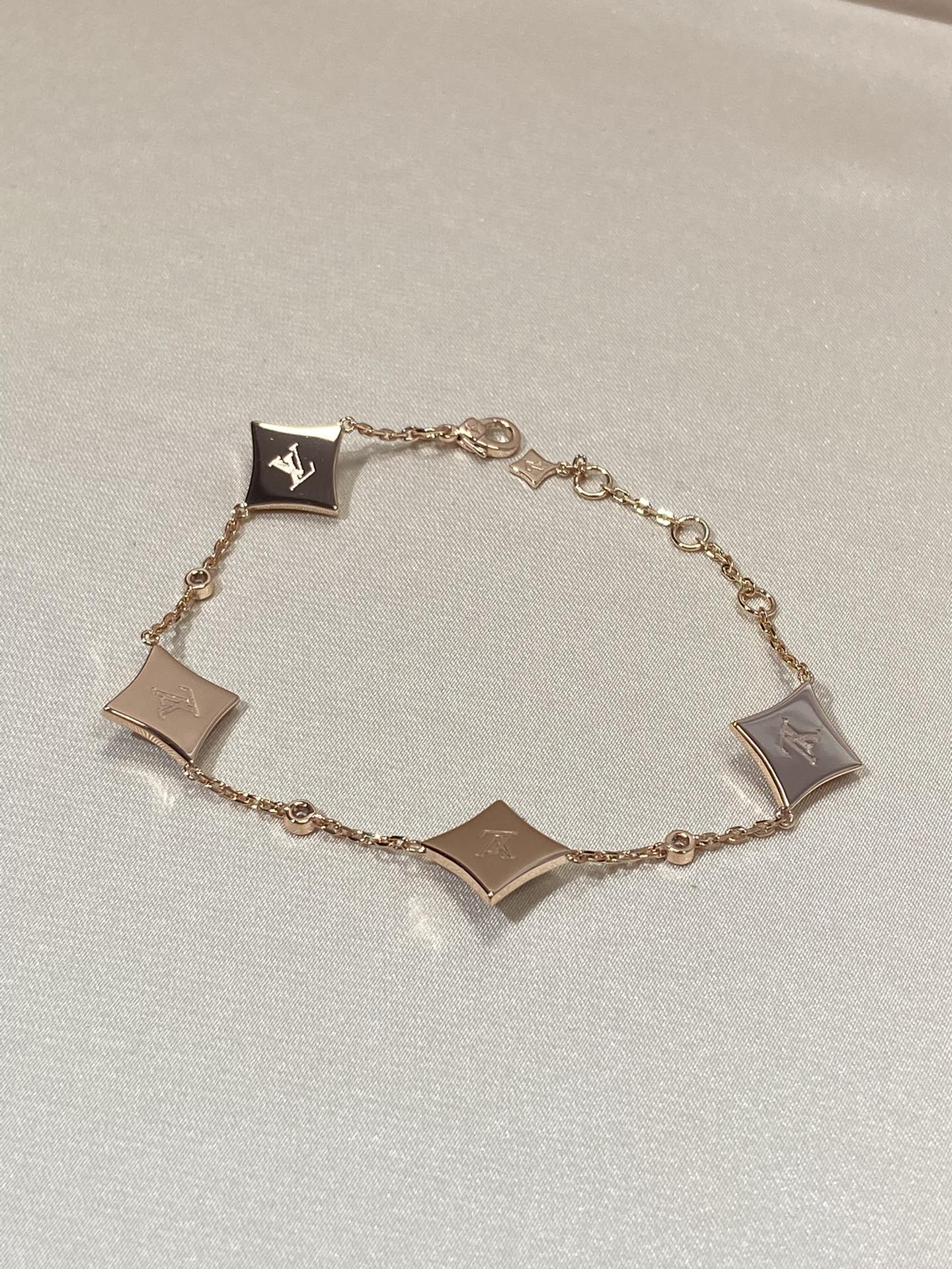 [Lumi Jewellery]STAR 4 MOTIF MOP DIAMOND PINK GOLD BRACELET