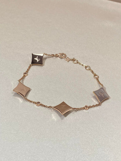 [Lumi Jewellery]STAR 4 MOTIF MOP DIAMOND PINK GOLD BRACELET
