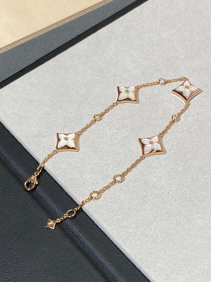 [Lumi Jewellery]STAR 4 MOTIF MOP DIAMOND PINK GOLD BRACELET