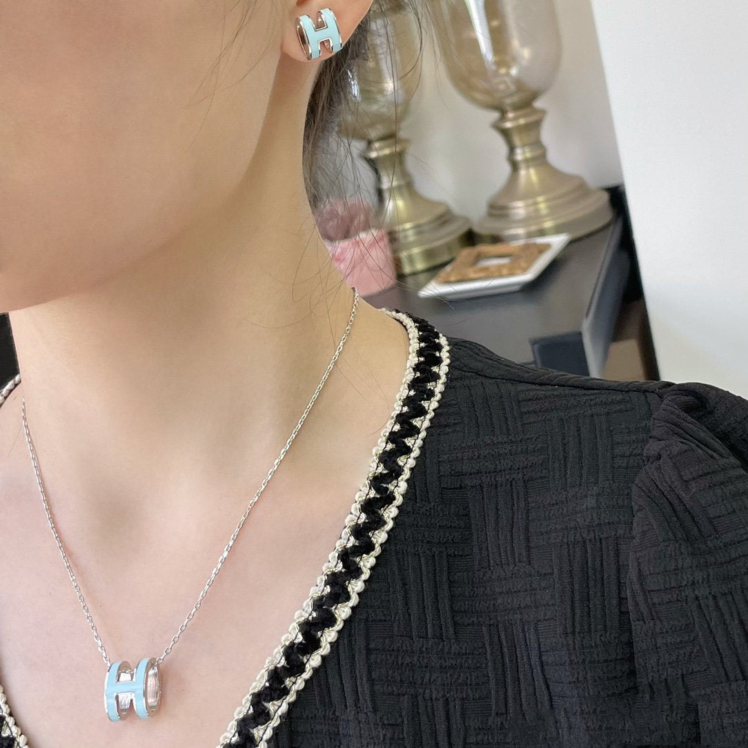 [Lumi Jewellery]POP H SKY BLUE NECKLACE