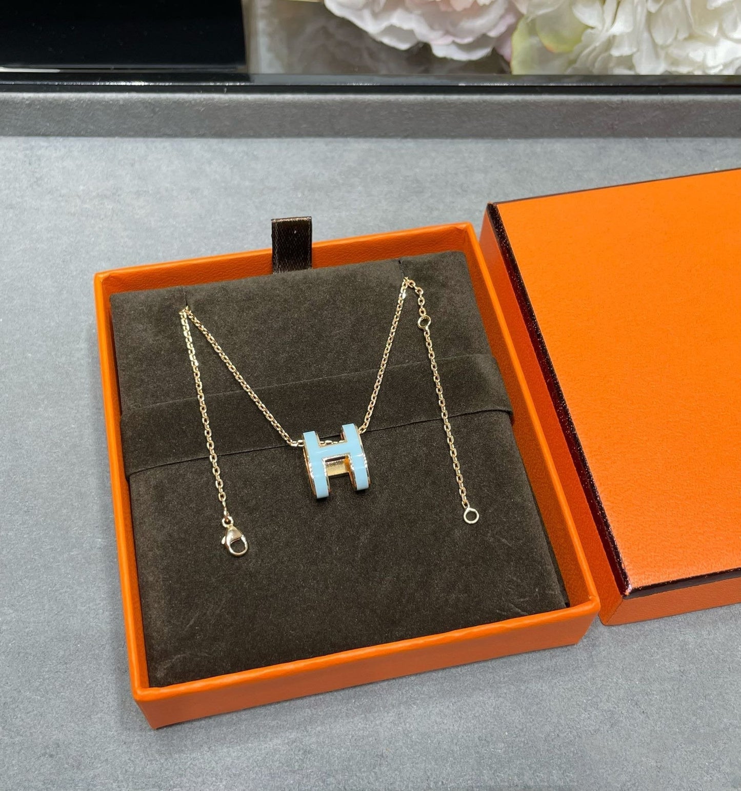 [Lumi Jewellery]POP H SKY BLUE NECKLACE