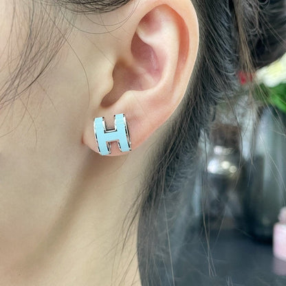 [Lumi Jewellery]POP H SKY BLUE STUD EARRINGS