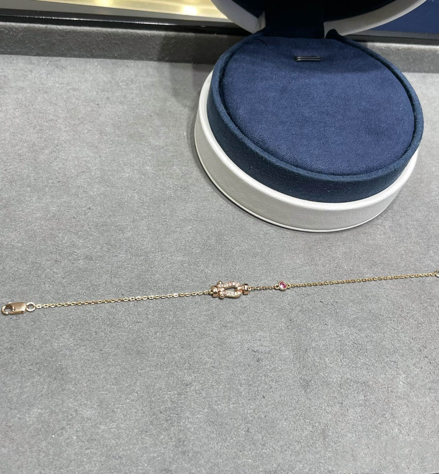 [Lumi Jewellery]FORCE 10 DIAMOND CHAIN LINK PINK GOLD BRACELET