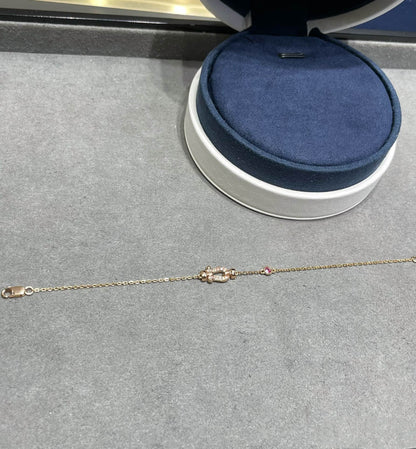 [Lumi Jewellery]FORCE 10 DIAMOND CHAIN LINK PINK GOLD BRACELET