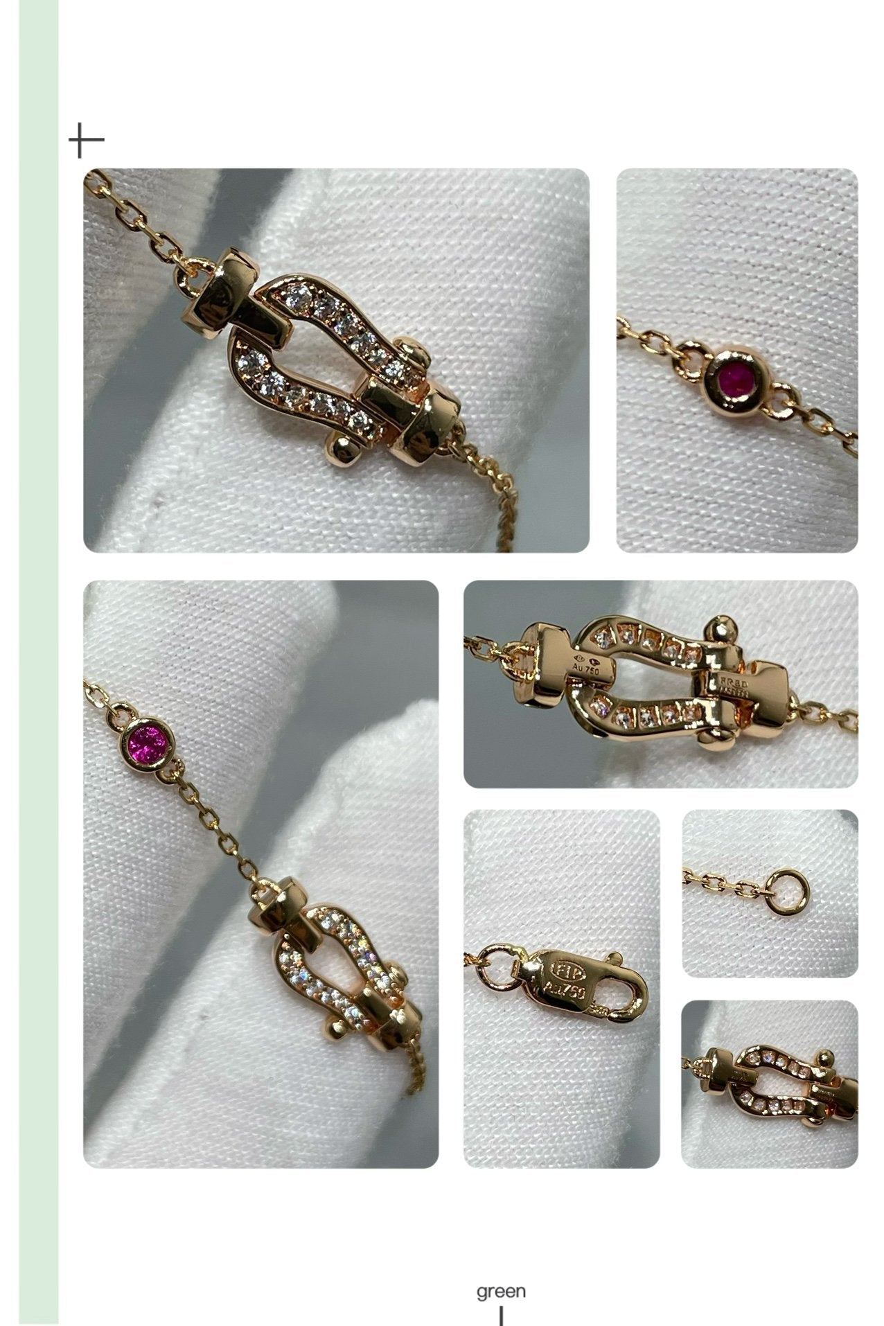 [Lumi Jewellery]FORCE 10 DIAMOND CHAIN LINK PINK GOLD BRACELET