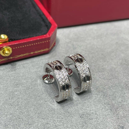 [Lumi Jewellery]LOVE CERAMIC DIAMOND PAVED SILVER EARRINGS