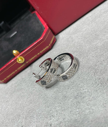 [Lumi Jewellery]LOVE CERAMIC DIAMOND PAVED SILVER EARRINGS
