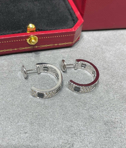 [Lumi Jewellery]LOVE CERAMIC DIAMOND PAVED SILVER EARRINGS