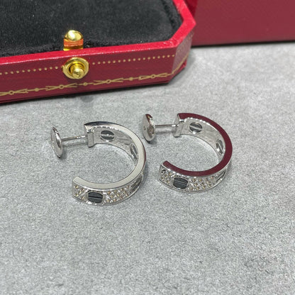 [Lumi Jewelery]LOVE CERAMIC DIAMOND PAVED SILVER EARRINGS