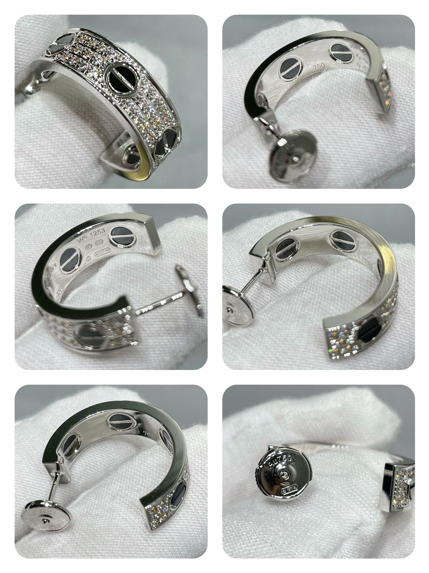 [Lumi Jewellery]LOVE CERAMIC DIAMOND PAVED SILVER EARRINGS