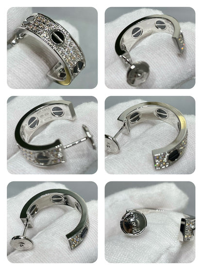 [Lumi Jewellery]LOVE CERAMIC DIAMOND PAVED SILVER EARRINGS