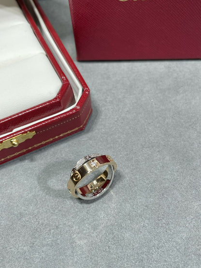 [Lumi Jewellery]LOVE PINK GOLD SILVER DIAMOND DOUBLE RING