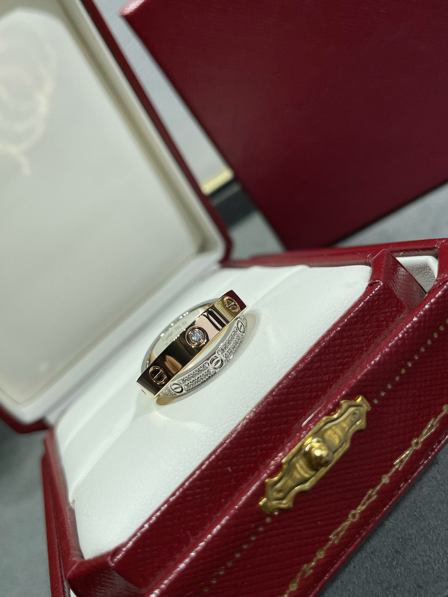 [Lumi Jewellery]LOVE PINK GOLD SILVER DIAMOND DOUBLE RING