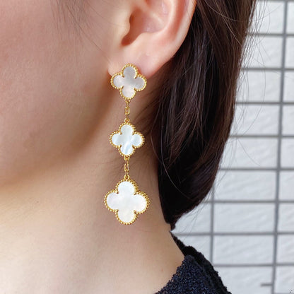 [Lumi Jewellery]CLOVER MOP 3 MOTIFS GOLD EARRINGS