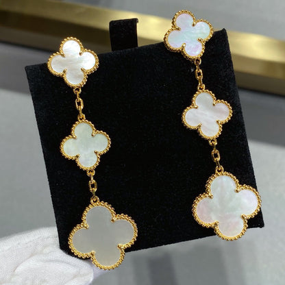 [Lumi Jewellery]CLOVER MOP 3 MOTIFS GOLD EARRINGS