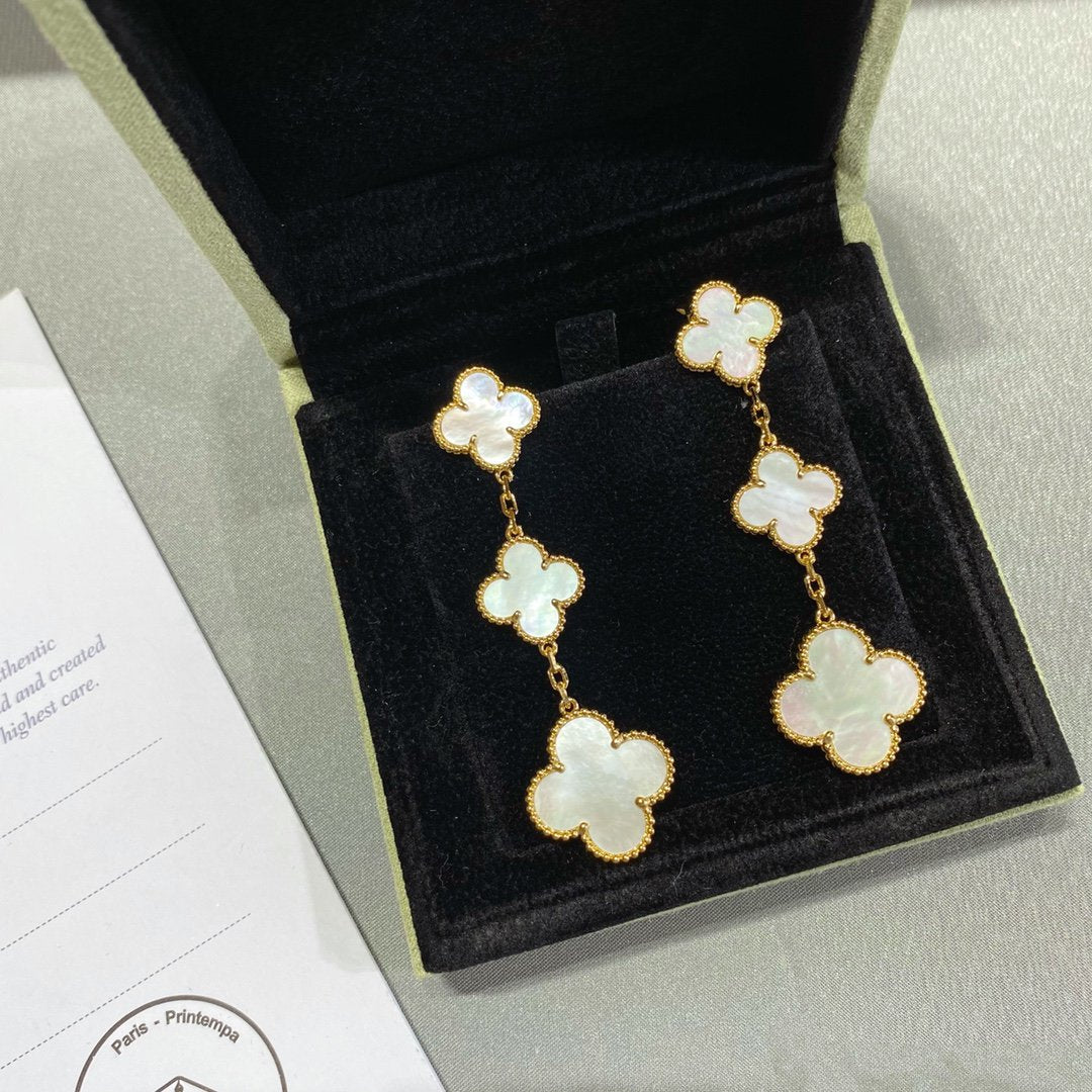 [Lumi Jewellery]CLOVER MOP 3 MOTIFS GOLD EARRINGS