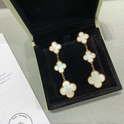 [Lumi Jewellery]CLOVER MOP 3 MOTIFS GOLD EARRINGS