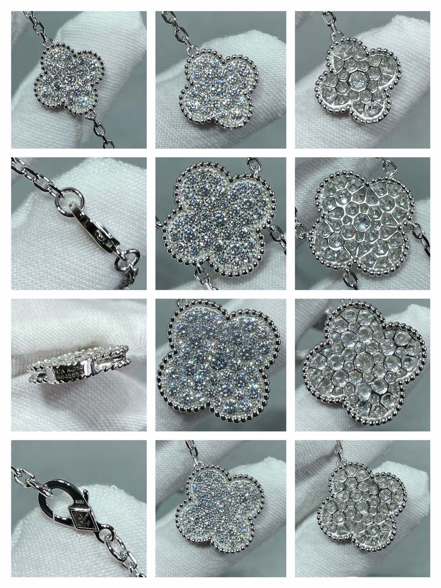 [Lumi Jewellery]CLOVER 6 MOTIF DIAMOND PAVED NECKLACE