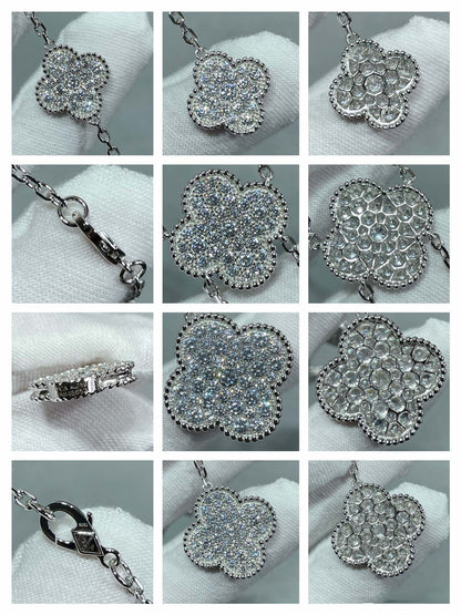 [Lumi Jewellery]CLOVER 6 MOTIF DIAMOND PAVED NECKLACE