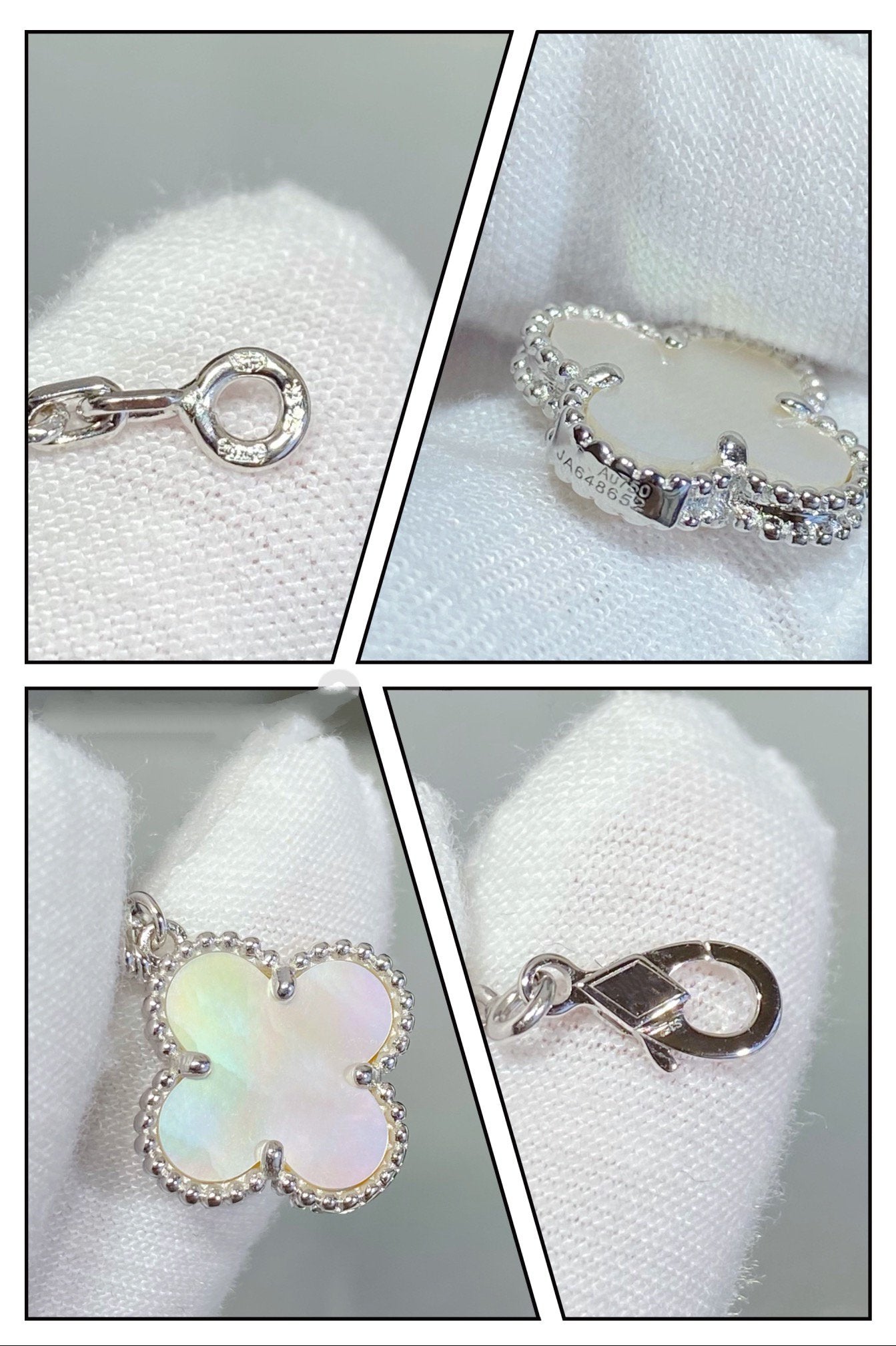 [Lumi Jewellery]CLOVER 5 MOTIF WHITE MOP SILVER BRACELET