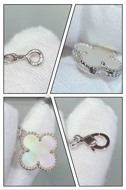 [Lumi Jewellery]CLOVER 5 MOTIF WHITE MOP SILVER BRACELET