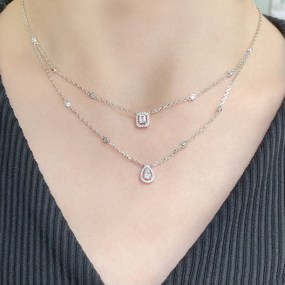 [Lumi]MY TWIN 2 ROW DIAMOND NECKLACE