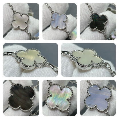 [Lumi Jewellery]CLOVER 16 MOTIF CHALCEDONY MOP SILVER NECKLACE