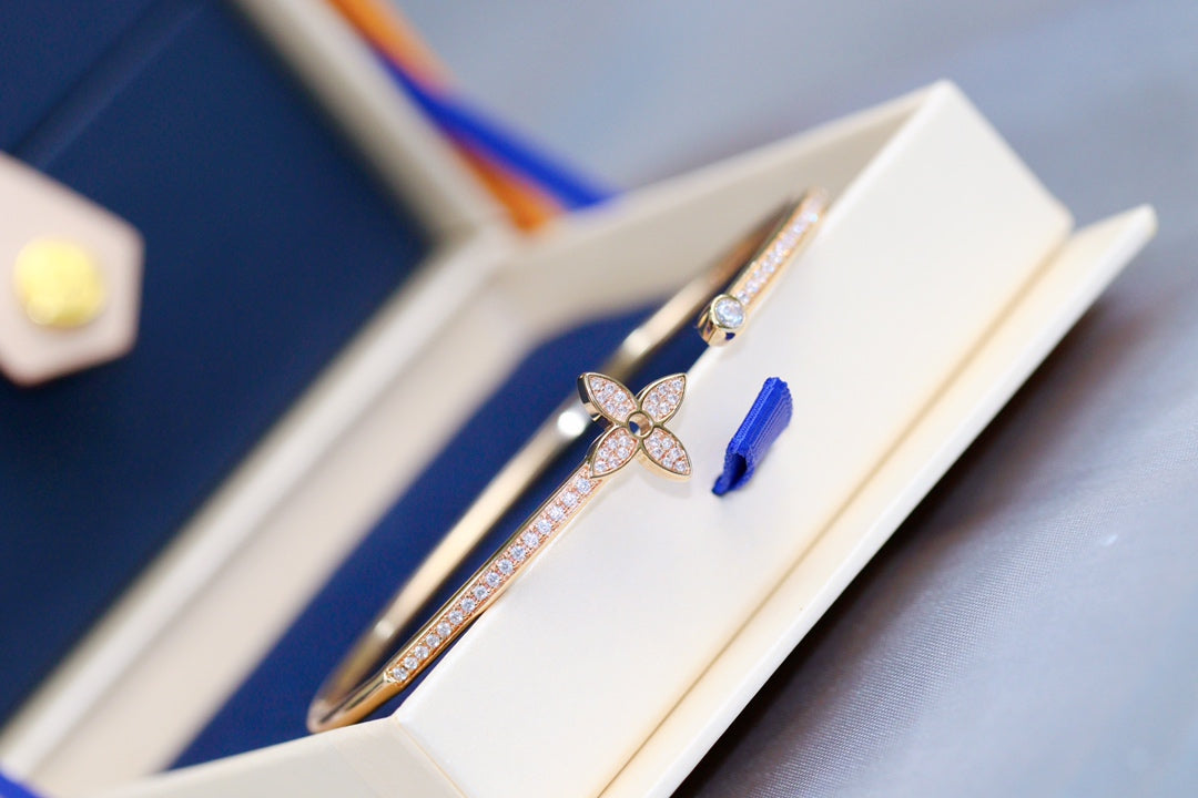 [Lumi Jewellery]IDYLLE PINK GOLD OPEN BRACELET DIAMOND PAVED