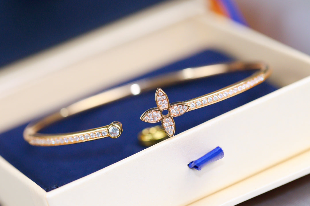 [Lumi Jewellery]IDYLLE PINK GOLD OPEN BRACELET DIAMOND PAVED