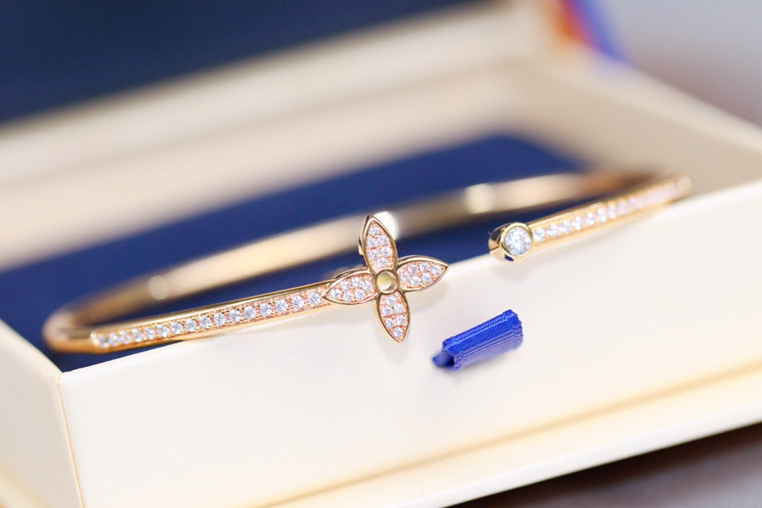 [Lumi Jewellery]IDYLLE PINK GOLD OPEN BRACELET DIAMOND PAVED