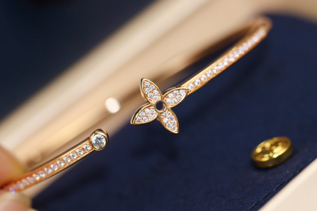 [Lumi Jewellery]IDYLLE PINK GOLD OPEN BRACELET DIAMOND PAVED