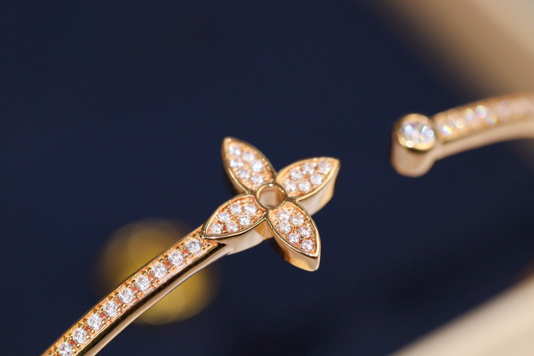 [Lumi Jewellery]IDYLLE PINK GOLD OPEN BRACELET DIAMOND PAVED
