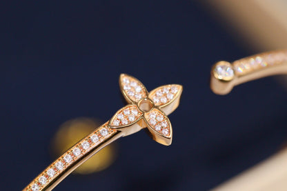 [Lumi Jewellery]IDYLLE PINK GOLD OPEN BRACELET DIAMOND PAVED