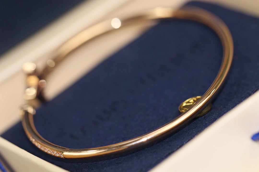 [Lumi Jewellery]IDYLLE PINK GOLD OPEN BRACELET DIAMOND PAVED