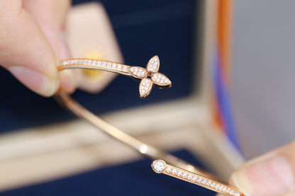 [Lumi Jewellery]IDYLLE PINK GOLD OPEN BRACELET DIAMOND PAVED